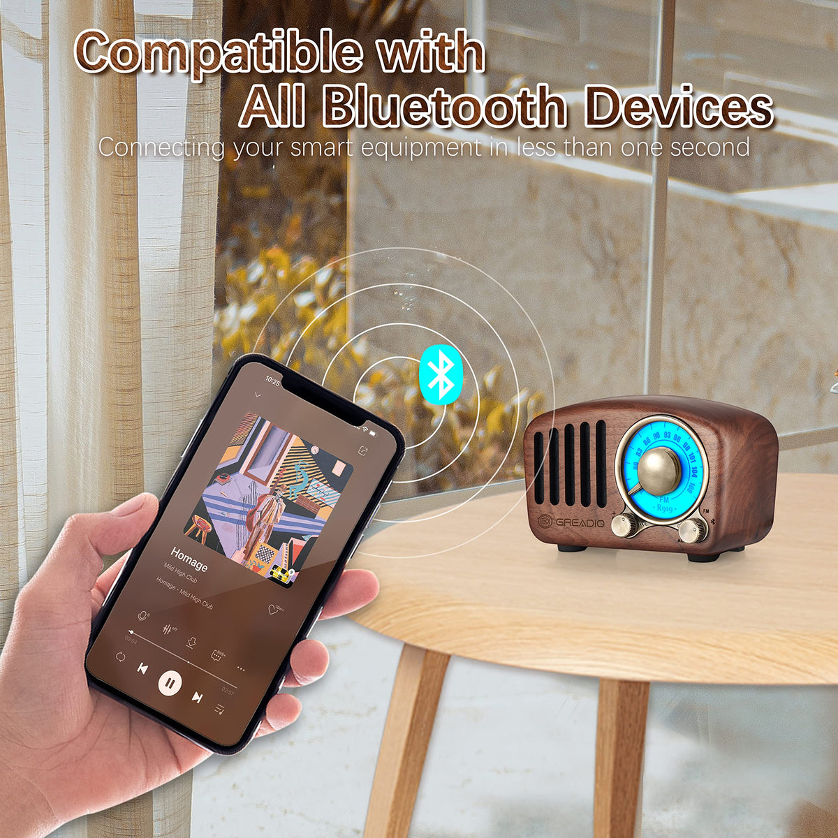 Greadio top controls and dial highlighting tactile knobs and simple operation