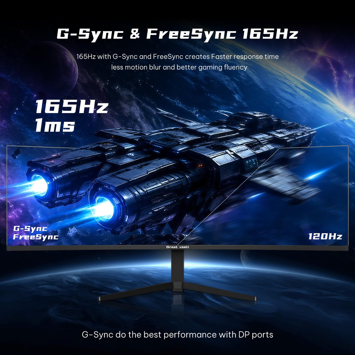 Great voell 49-inch ultrawide workspace supports productive and creative tasks