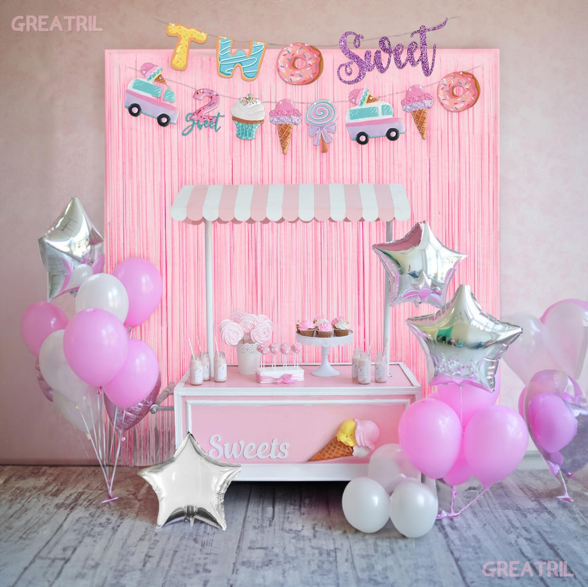 GREATRIL baby pink streamers highlight a soft, durable decor option for celebrations.