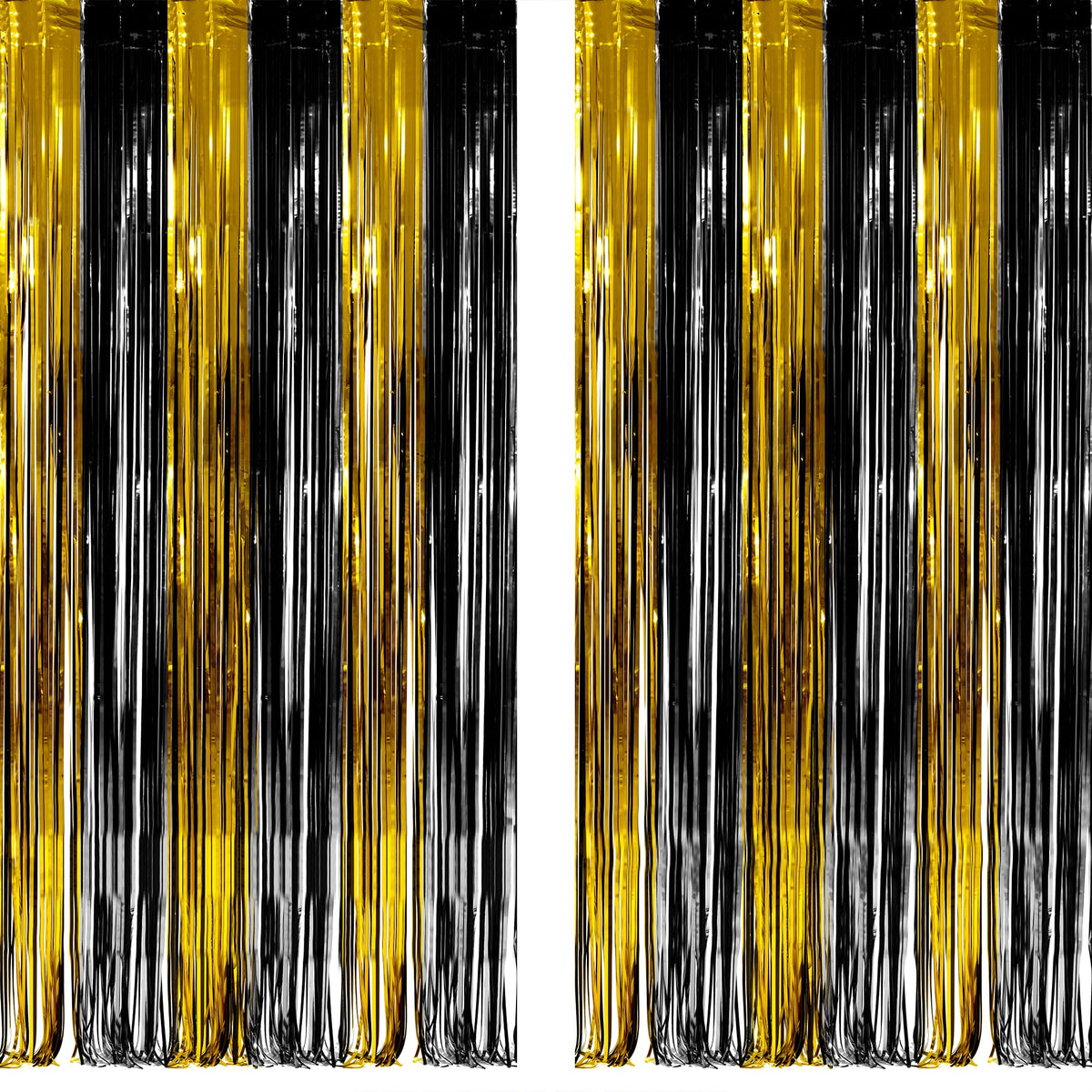 GreatRIL Black Gold Streamers Backdrop ready for elegant NYE décor.