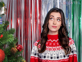 GREATRIL Christmas tinsel backdrop adds shimmer to doors or walls