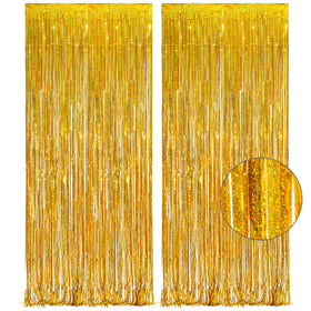 GREATRIL Gold fringe curtain backdrop closeup shines with sparkling shimmer for photo moments.