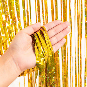 GREATRIL Gold fringe curtain birthday photo booth elevates party vibes.