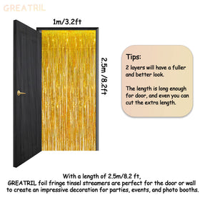 GREATRIL Gold fringe curtain party setup makes NYE and prom photos pop.