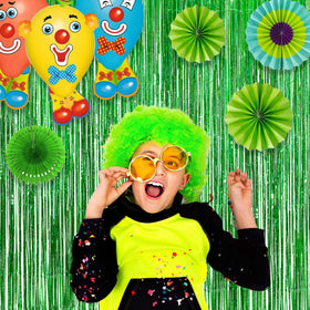 GreatRIL green foil fringe curtain St Patrick's Day decor accents entryways with green shimmer