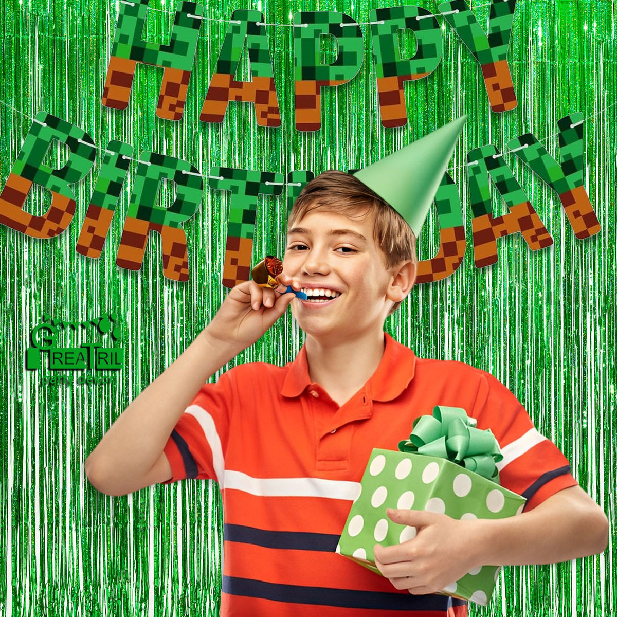 GreatRIL green tinsel curtain Christmas decor creates sparkling holiday vibes and photos