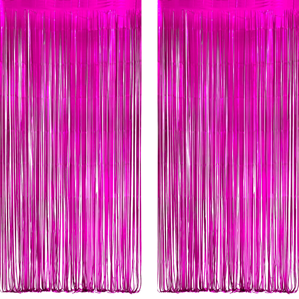 GREATRIL hot pink streamers backdrop with shimmering tinsel for vivid photo backdrops
