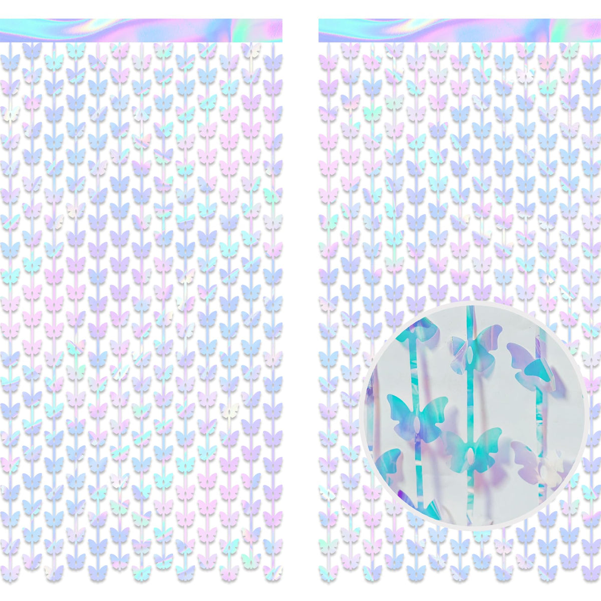 GREATRIL iridescent butterfly fringe curtain creates a shimmering birthday backdrop