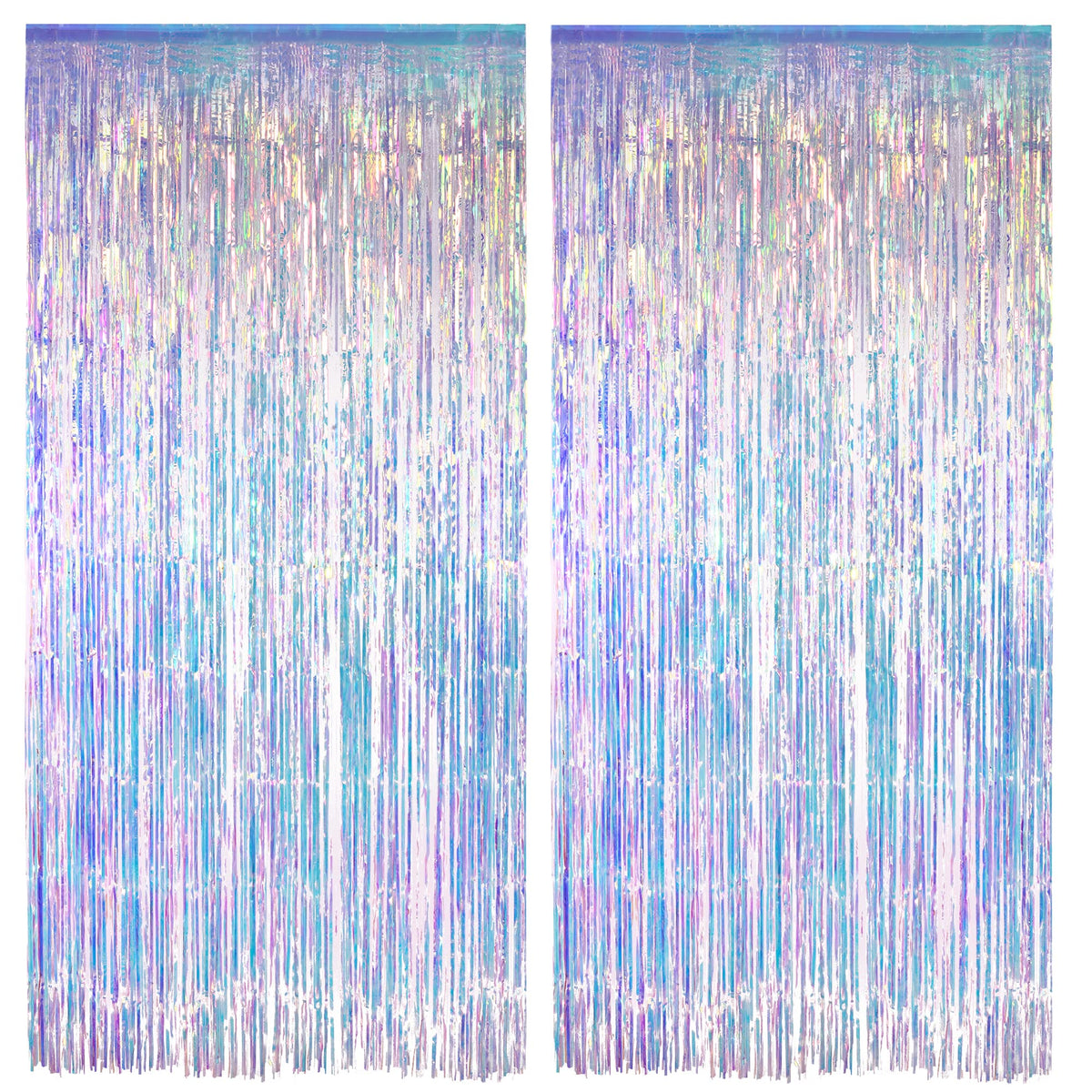 GreatRIL Iridescent Streamers Backdrop adds mermaid vibes with shimmering holographic fringe.