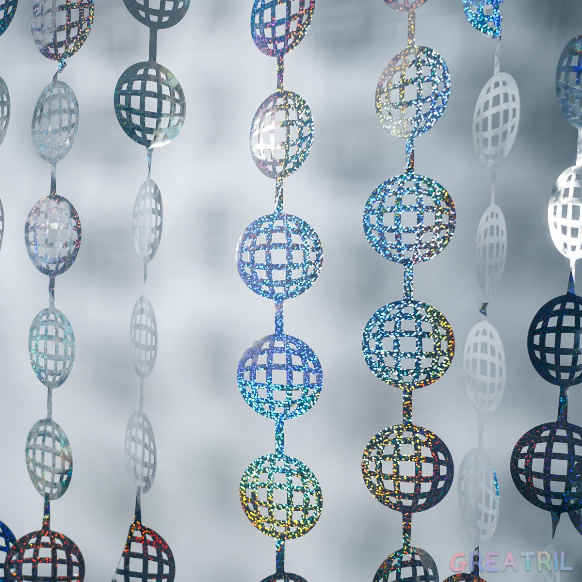 GREATRIL iridescent-streamers-wall-backdrop creates glamorous photo-ready walls.