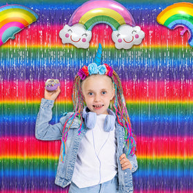 GREATRIL neon glow streamers backdrop ideal for glow parties and photos