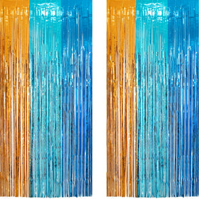 GREATRIL orange-blue party streamers backdrop creates a vibrant, photo-ready blue dogs party.