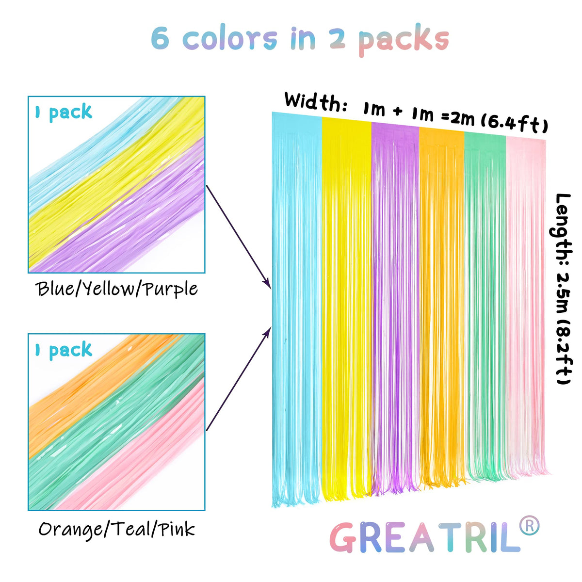 GREATRIL Pastel Tinsel Curtain Easter theme decoration brightens celebrations.