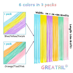 GREATRIL Pastel Tinsel Curtain Easter theme decoration brightens celebrations.