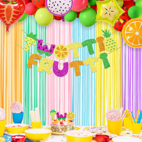 GREATRIL Pastel Tinsel Curtain unicorn party backdrop creates magical moments.