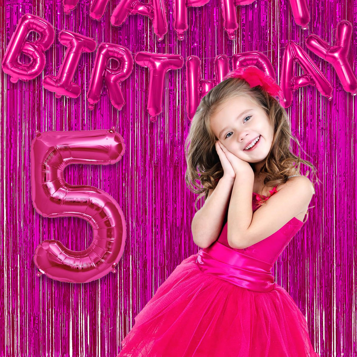 GREATRIL pink fringe curtain enhances birthdays and Galentine's Day celebrations