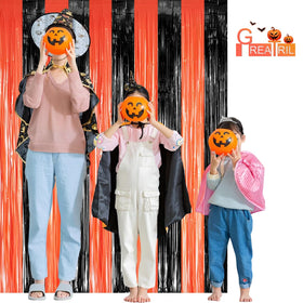 GreatRIL pumpkin patch backdrop with black orange streamers enhances festive photo ops.