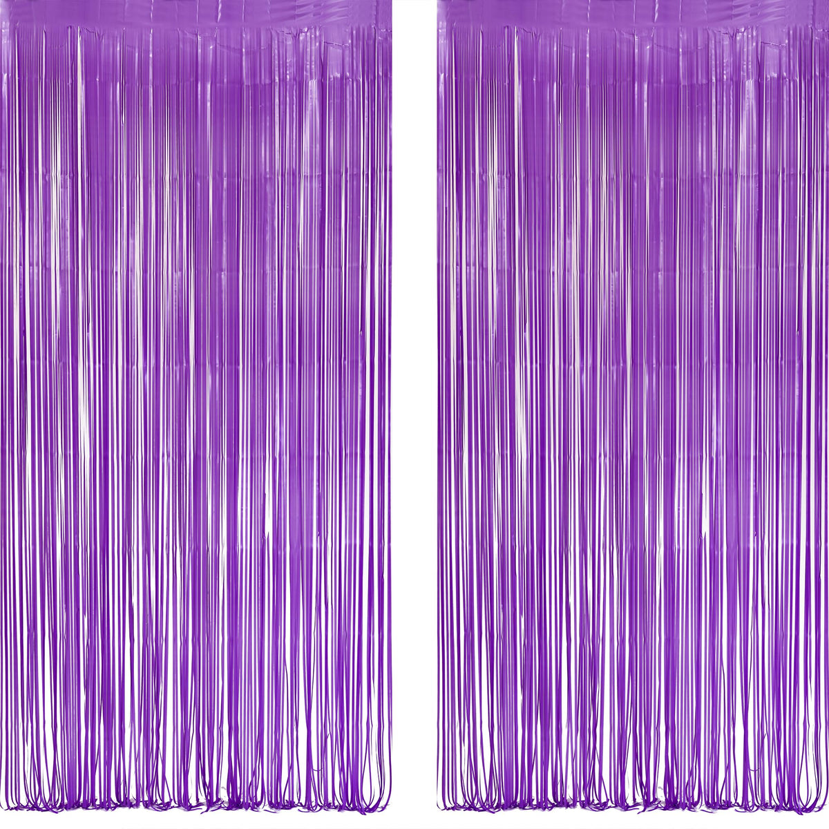 GREATRIL purple tinsel fringe backdrop on wall to create an enchanting party photo wall.