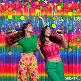 GREATRIL rainbow streamers backdrop with tape included for quick setup