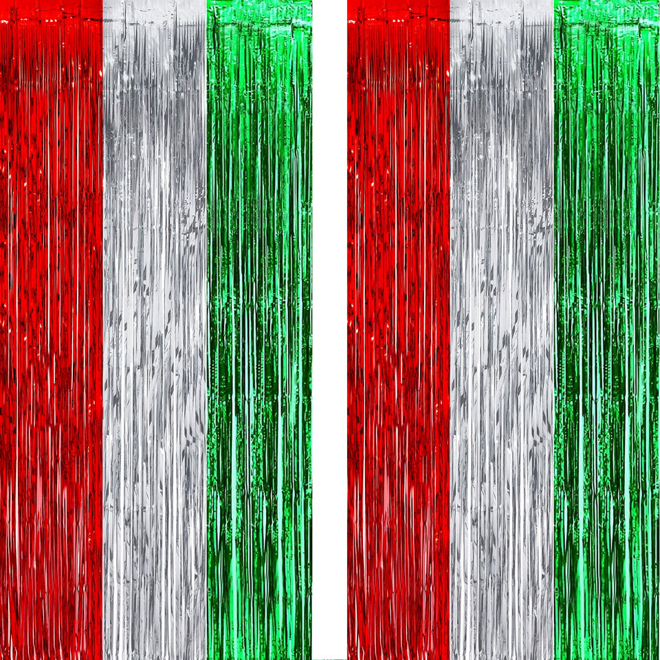 GREATRIL red-silver-green streamers backdrop brightens festive walls