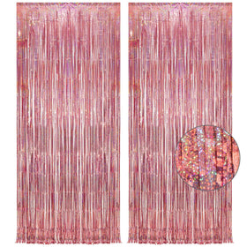 GREATRIL rose gold tinsel curtain backdrop for photos with shimmering reflections