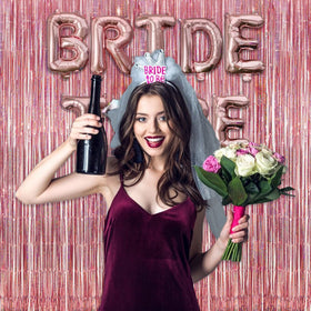 GREATRIL rose gold fringe curtain creates glamorous bridal photo booth ambiance