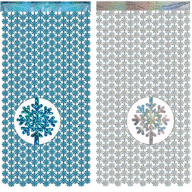 GREATRIL Silver Blue Snowflake Fringe Curtain backdrop for Christmas parties adds shimmering ambiance