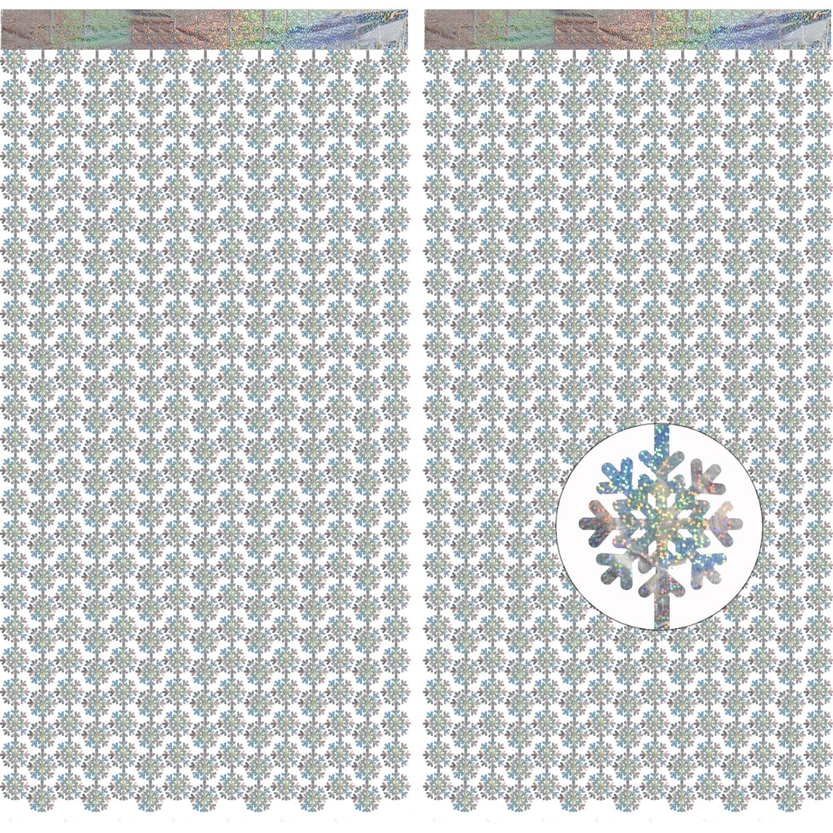 GREATRIL silver snowflake fringe curtain creates a shimmering winter backdrop.