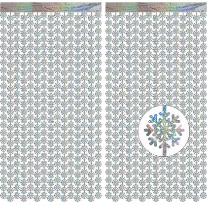 GREATRIL silver snowflake fringe curtain creates a shimmering winter backdrop.