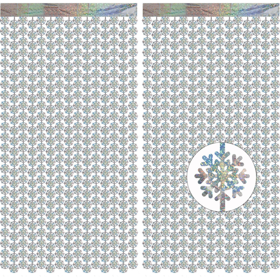 GREATRIL silver snowflake fringe curtain creates a shimmering winter backdrop.