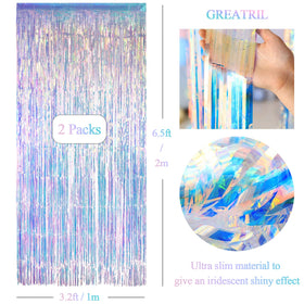 GreatRIL transparent holographic curtain shifts colors with light at every angle.