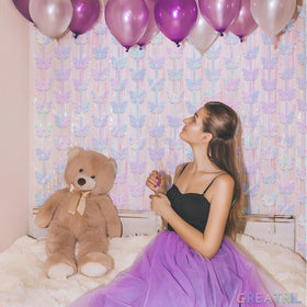 GREATRIL wall backdrop for butterfly theme provides dramatic, reusable party coverage