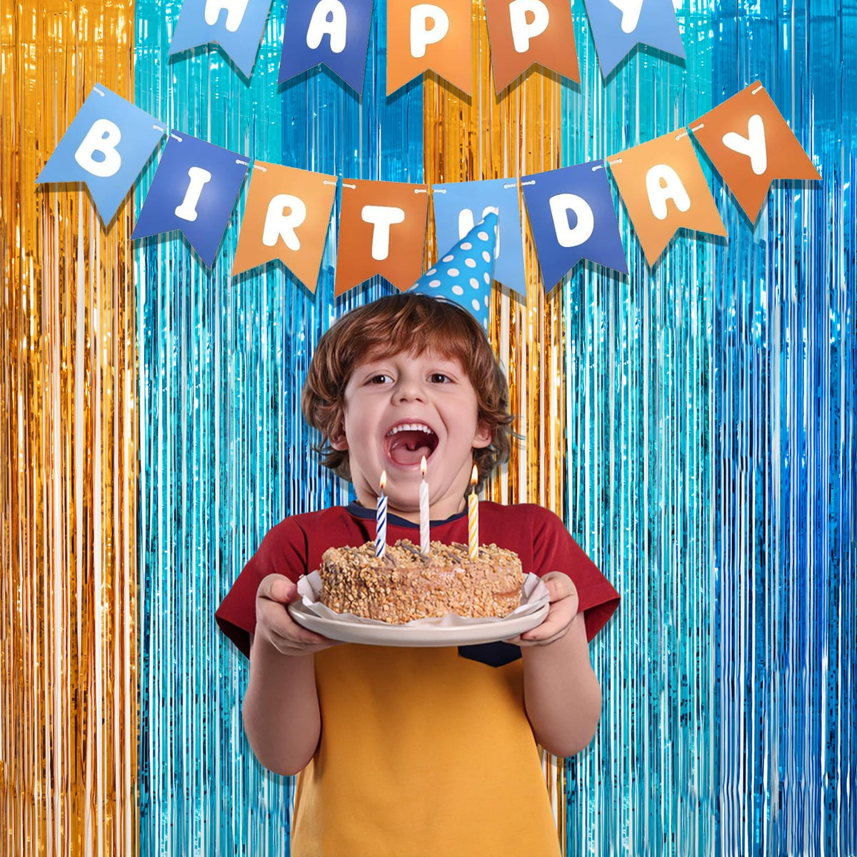 GREATRIL orange-blue backdrop fits blue dogs party decoration with ease.