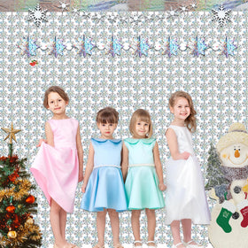 GREATRIL winter onederland backdrop with sparkling snowflakes for festive decor.