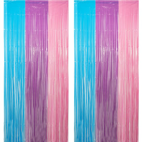 GREATRIL blue-purple-pink tinsel backdrop creates a dreamy photo backdrop for parties.