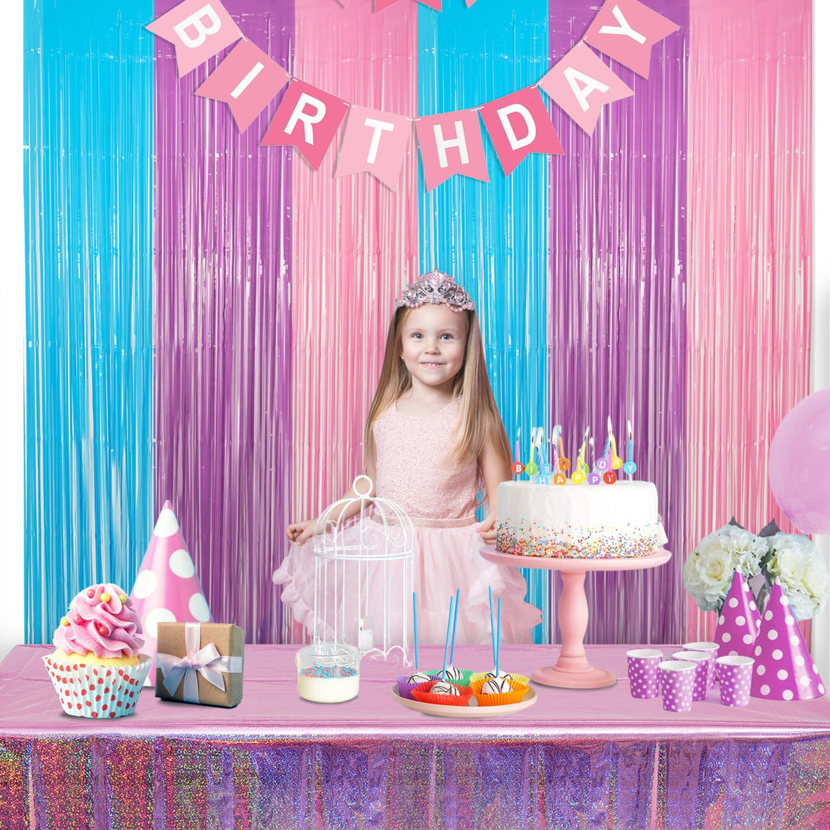 GREATRIL pastel-color-tinsel curtain helps create cohesive color schemes.