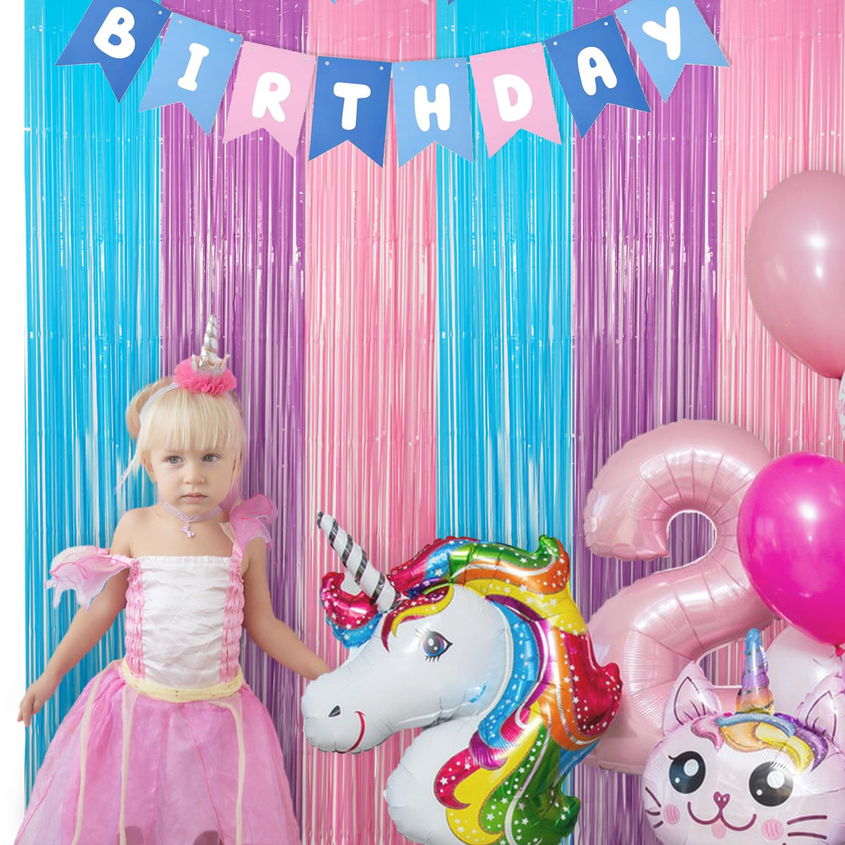GREATRIL unicorn party backdrop gleams with pastel colors for magical moments.