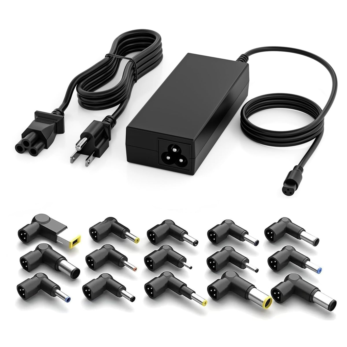 GreBed 90W universal charger with versatile tips for global laptop compatibility.