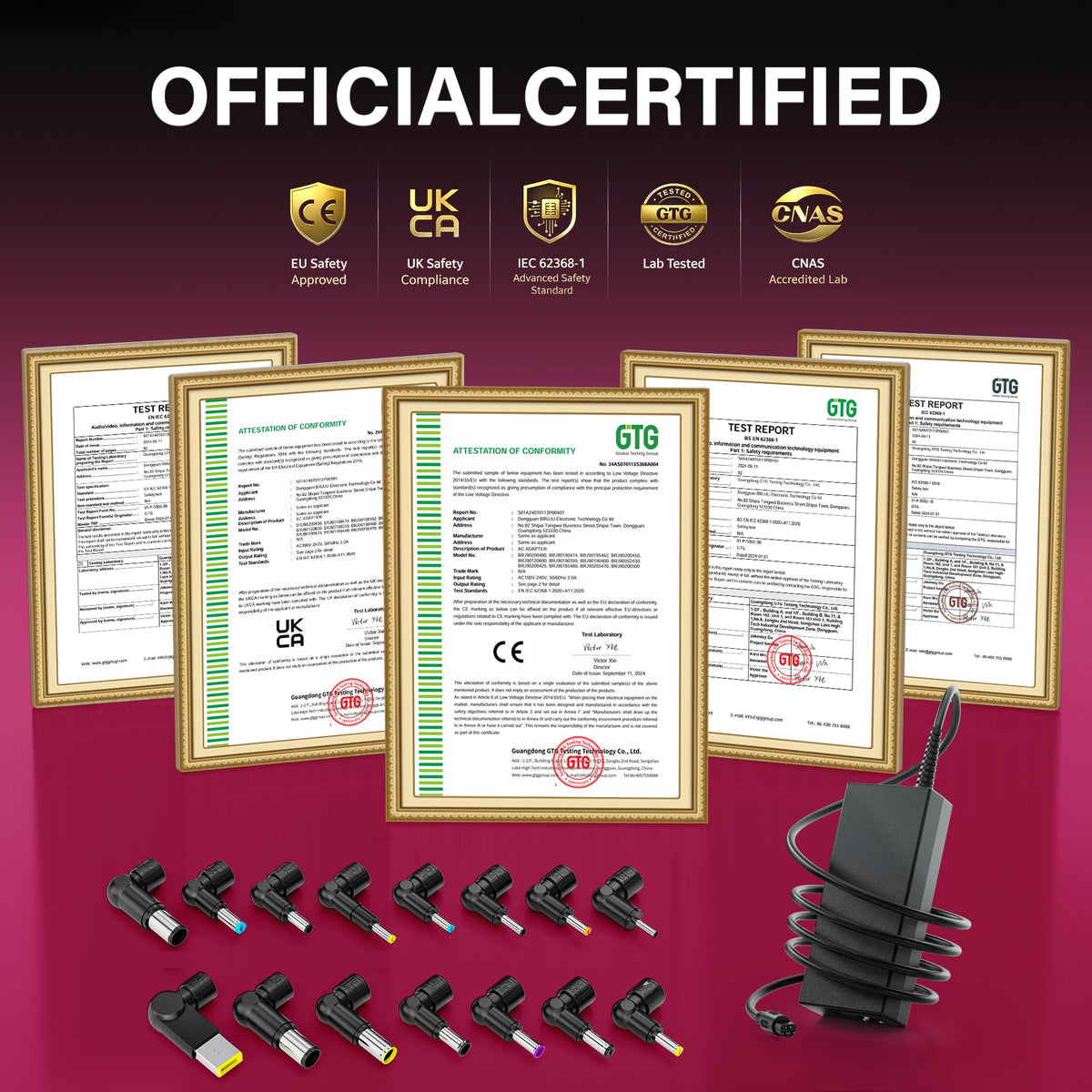 GreBed wide input range 100-240V supports international outlets.