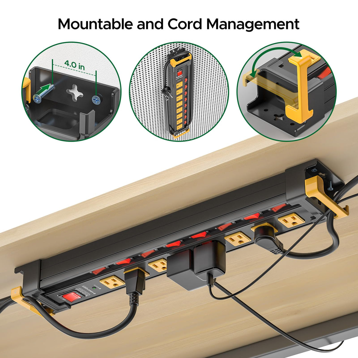 Green Box Innovations 45-degree flat plug and 6ft cord saving wall outlet space
