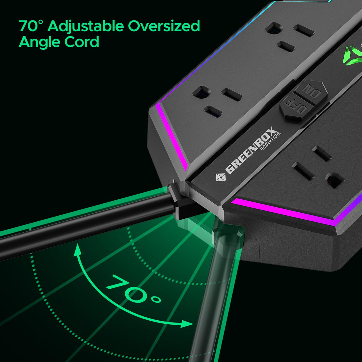 Green Box Innovations RGB lights active creating ambient gaming atmosphere
