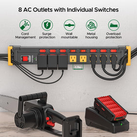 Green Box Innovations detail of wide-spaced outlets accommodating large adapters