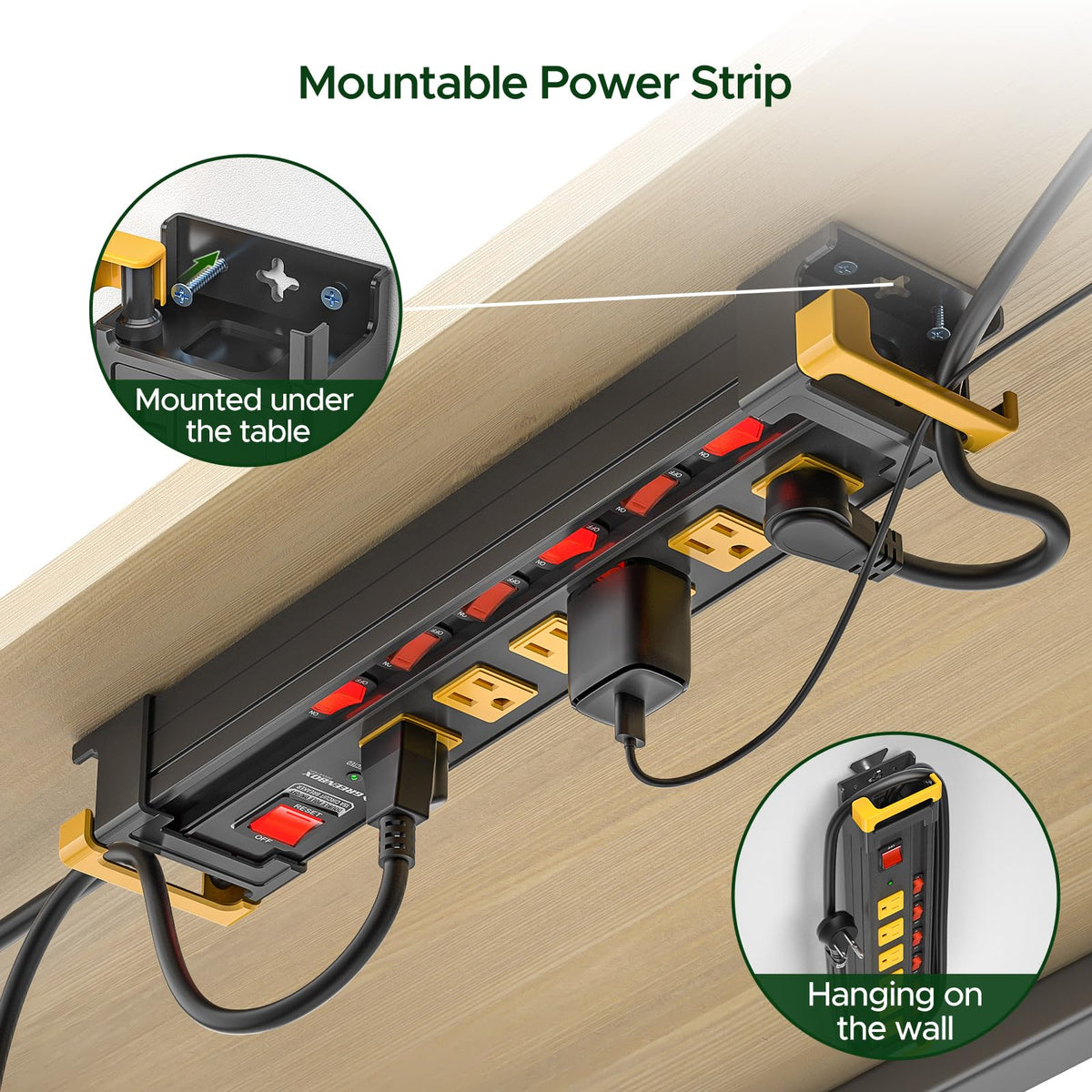 Green Box Innovations top view wide-spaced outlets fitting bulky adapters easily