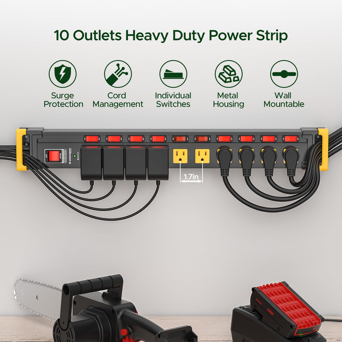 Green Box installed under desk with screws showing neat cord management and secure mount