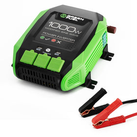 GREEN FUEL 1000W inverter front view showing compact on-the-go power design.
