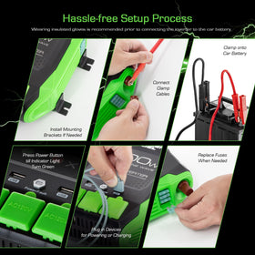 GREEN FUEL 1000W inverter in-use powering a 55-inch TV and devices.
