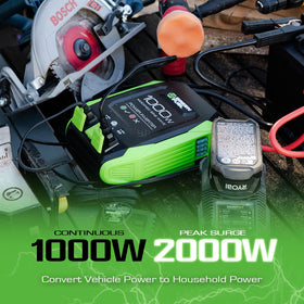 GREEN FUEL 1000W inverter LED indicator shows readiness for quick setup.
