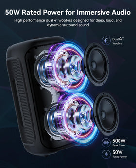 Green Keeper GKD40 Bluetooth speaker close up highlighting powerful sound