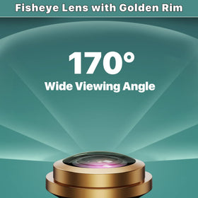 GreenYi close-up gold rim fisheye lens highlighting wide 170° view benefit