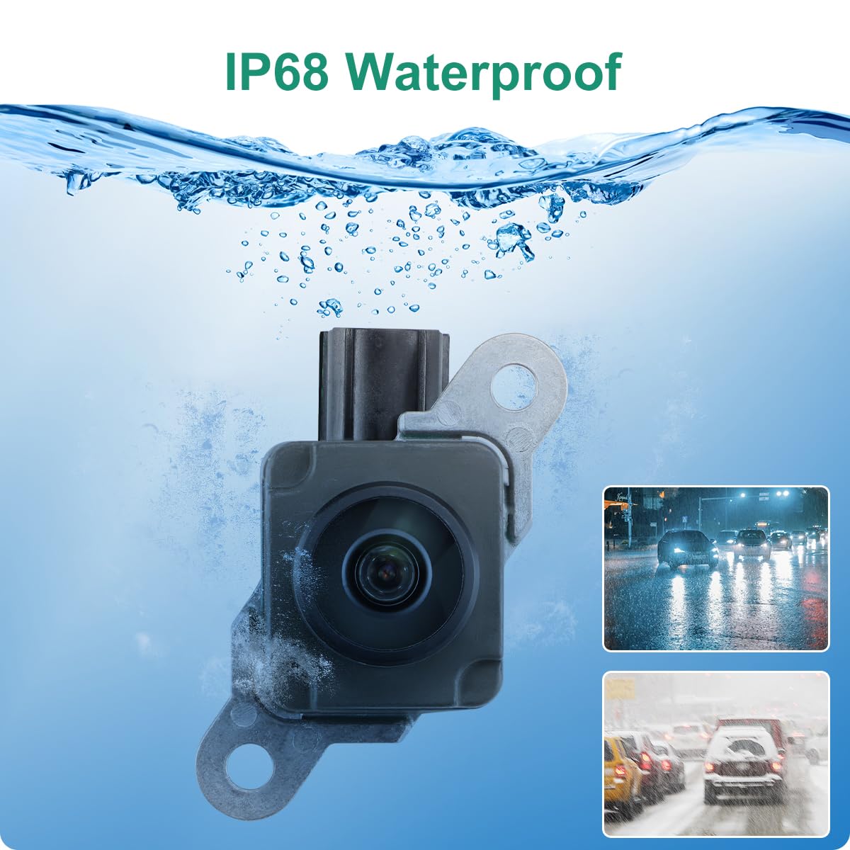GreenYi IP68 waterproof camera withstands rain and washing.